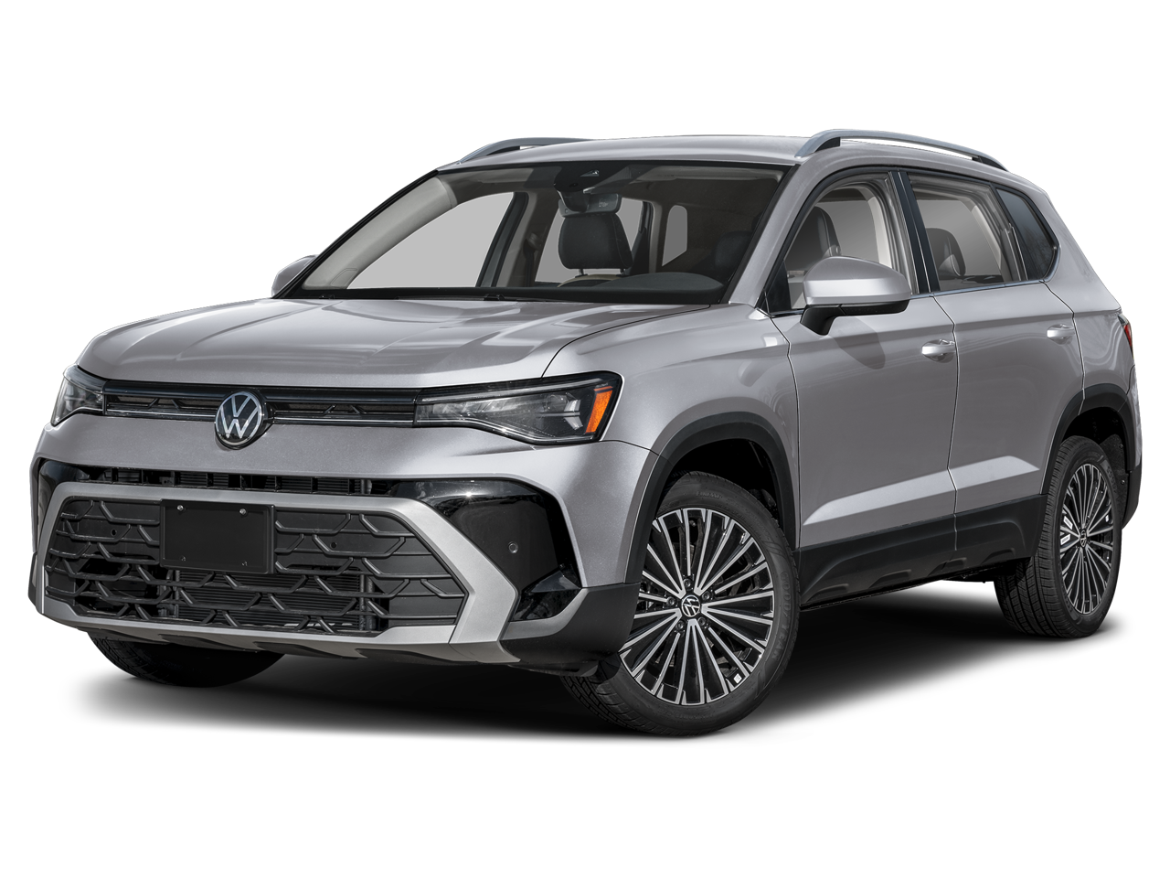 2026 Volkswagen Taos SE 4MOTION in Pyrite Silver Metallic — front three-quarter view